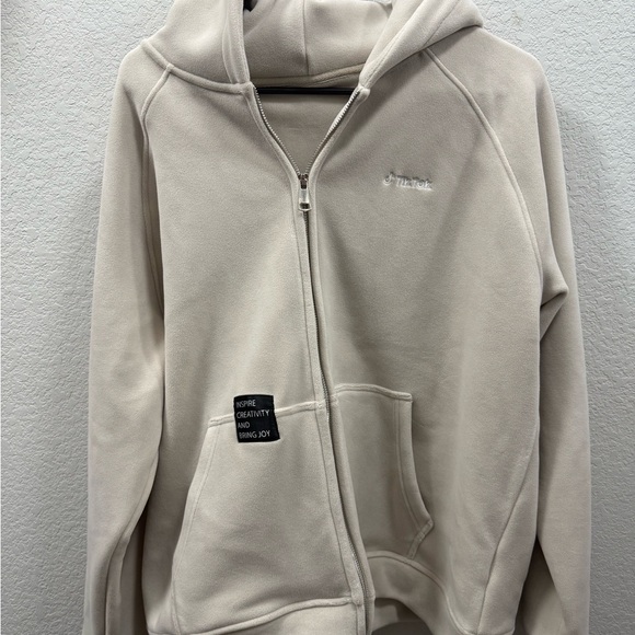Cream Zip-Up Hoodie - Picture 1 of 4